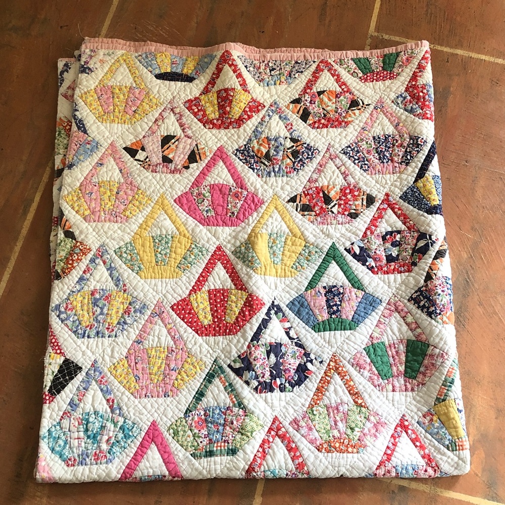 Vintage Basket Handstitched Quilt